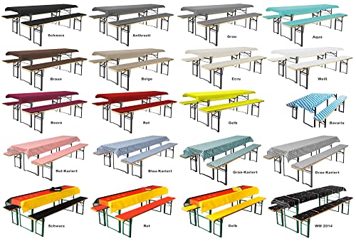 Brandsseller Auflagenset für Bierzeltgarnituren 3-teilig 2 Bankauflagen gepolstert 220x25 cm und 1 Tischdecke 240x90 cm für alle gängigen Festzeltgarnituren Bierbankauflagen Outdoor - WM Gelb