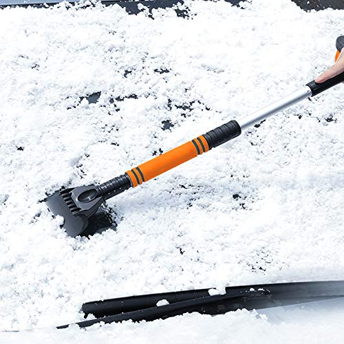 GPEESTRAC Car Snow Brush Removal Extendable with Ice Scraper for Car Windshield and Foam Grip Detachable Snow Mover for Car Auto SUV Truck Windshield Windows