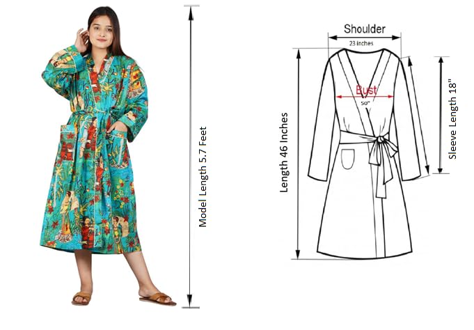 Image of Cotton Women Stylish Printed Kimono, Bath Robe,Night Wear Suit,Swim Wear, Night Dress, Beach Wear