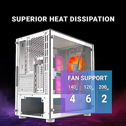 Image of Ant Esports 200 Air Mini M-ATX Computer Case /Gaming Cabinet - White | Support M-ATX, ITX | Pre-Installed 2 x 200 mm ARGB Front Fans