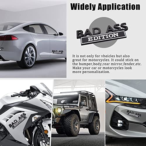 Image of 3D Metal Emblem Decal,Bad Ass Edition Emblem,Car Decoration Decal,Car Badge for Bumper,Universal Car Emblem Logo,Car Side Fender Rear Trunk Emblem(Black+White,1PC)