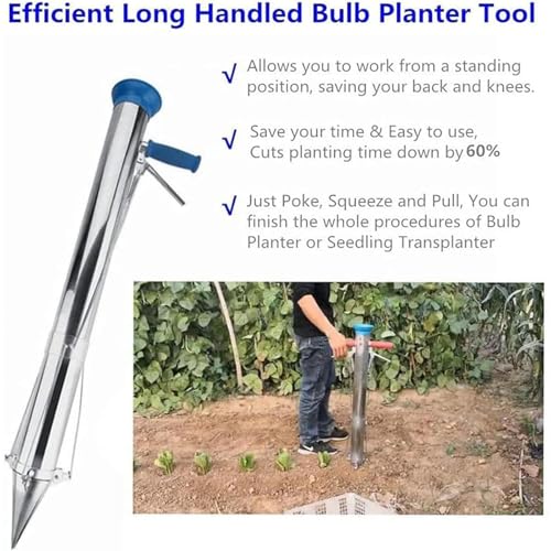 Fioriera per bulbi con manico lungo, impugnatura ergonomica morbida per piantare facilmente, ideale per trapianto di piantine in giardino, cortile e serra