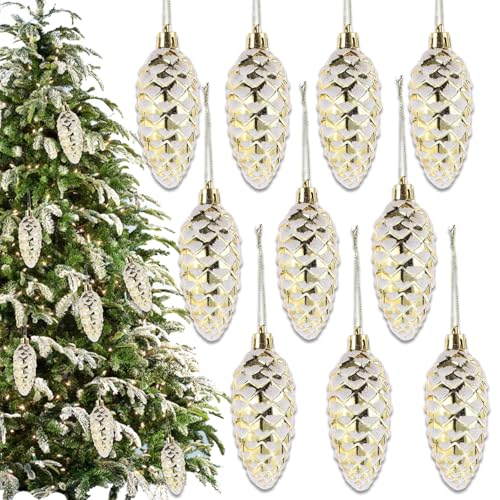 CUVZORA 10 Stück Glitzer Tannenzapfen Christbaumschmuck Deko...