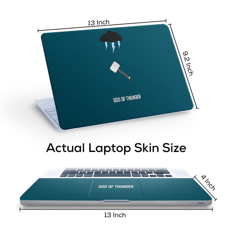 Image of Galaxsia Thor GOD of Thunder Full Vinyl Laptop Skin /Sticker /Cover for 13 to 13.3 Inches Laptops Laminated-Removable-HD Quality Compatible for Hp-Dell-Sony-Lenovo-Asus etc.(13x9.2 Inches)
