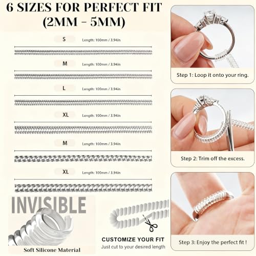 Image of Haiou 114Pcs Silicone Ring Size Adjuster for Loose Rings - Clear Invisible 3-in-1 Ring Guard for Women, Anti-Slip for Smart Rings & Wedding Bands