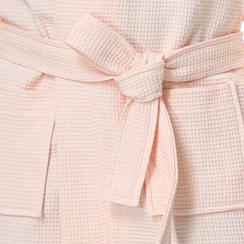 Toptie Kids Cotton Bathrobe Waffle Kimono Spa Party Robe, Children's Hotel Bathrobe With Pockets-Pink-M #TOP6