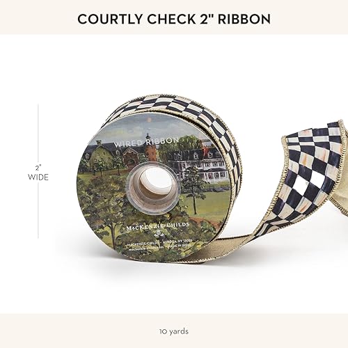 MACKENZIE-CHILDS-Ribbon-Christmas-Ribbon-for-Gift-Wrapping-and-Christmas-Tree-Decor-Holiday-Decoration-2-Inches-Wide-Black-and-White-Courtly-Check MACKENZIE CHILDS Ribbon Christmas Ribbon for Gift Wrapping and Christmas Tree Decor Holiday Decoration 2 Inches Wide Black and White Courtly Check