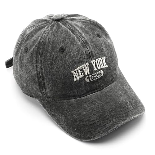 Image of New York Hat Washed Baseball Cap Unisex Sun Hat Adjustable Trucker Cap