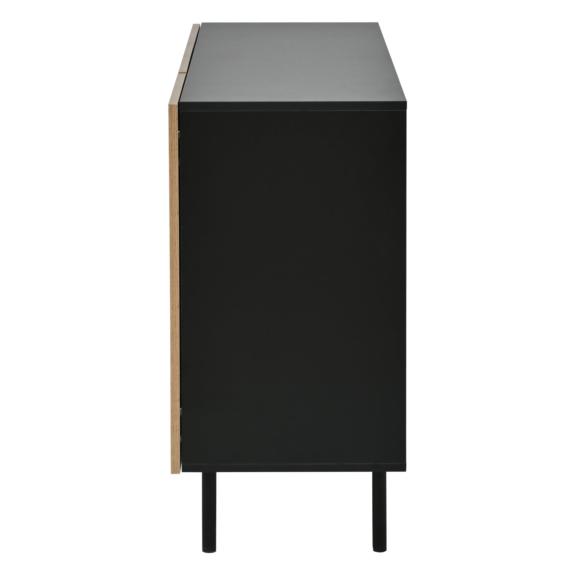 REXO Credenza 120 × 40 × 76 cm, truciolato, moderno, con 3 cassetti e 2 armadi, per soggiorno, armadietti, legno naturale