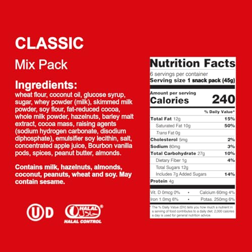 Image of Loacker Classic Wafers Mix - Premium Assorted Crispy Wafer Cookies - Variety Pack - Hazelnut, Chocolate, Vanilla, Double Chocolate, Cocoa and Milk, Milk - 45g /1.59oz, Pack of 6