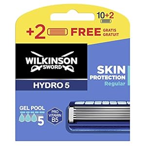 Wilkinson Hydro 5 Skin Protect Regular Rasierklingen für Herren, 12 Stück, 12 Stück