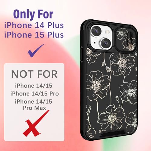 Image of Funermei for iPhone 14 /for iPhone 15 Plus Case - Women Girls Cute Phone Cover Girly Pretty Aesthetic Floral Flower Unique Design with Camera Cover Funda for Apple for iPhone 14 /for iPhone 15 Plus