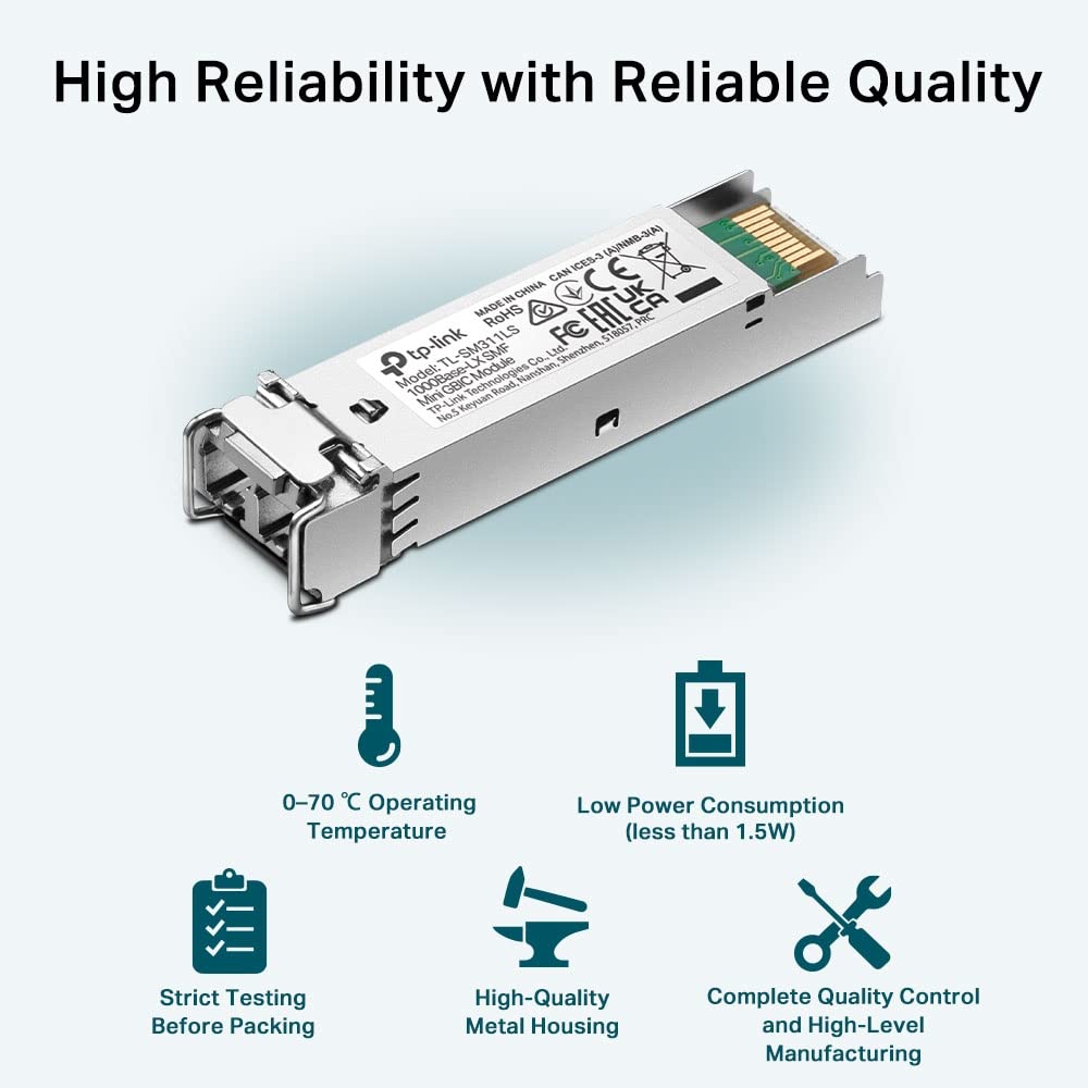 TP-Link TL-SM311LS Modulo SFP Mini-GBIC Monomodale, 1000 Base-Lx LC, Colore Argento