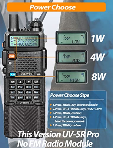 Ham Radio Uv-5R Pro 8W High Power Two Way Radio With 3800Mah Battery,Handheld Speaker Mic, Radio Case 2 Pack And One Programming Cable, #TOP1