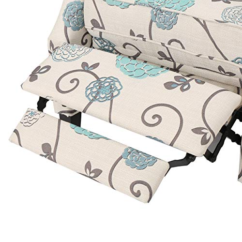 Christopher Knight Home Ellyn Fabric Recliner (Set Of 2), Light Beige With Blue Floral, Dark Brown #TOP6