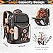 Tool Bag Backpack, 75 Pockets & Loops Heavy Duty Tools Organizer Bags/HVAC Tool Carrier for Eelectrician/Construction Work with Molded Base and Combination Lock, Large, Black and Orange