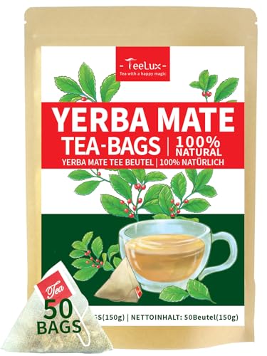 Image of TeeLux Yerba Mate Tea Bags 50 Count, Pure Natural Argentine Yerba Mate, Rich Flavor with 3g/Bag, Biodegradable Tea Bag