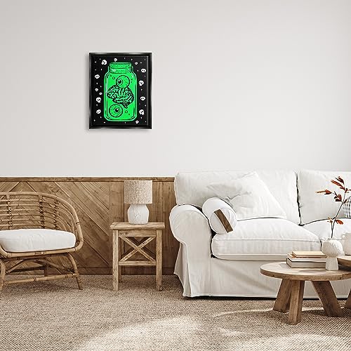 Image of Stupell Industries 'Spooky Specimen Jar'| Floating Frame Canvas Art | Stupell Industries | Black, 17 x 21 Inches, Easy to Hang and Sturdy, Made in USA, by Ziwei Li