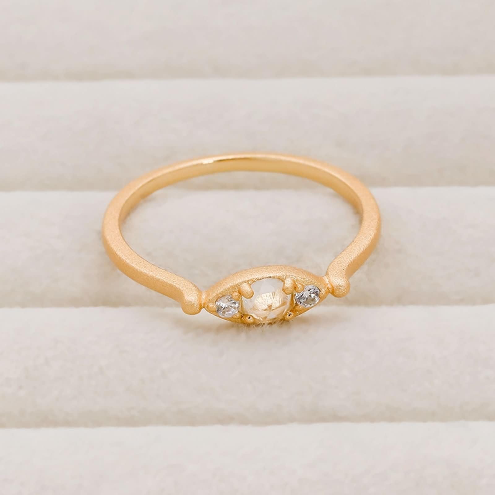 Anillo de boda de oro auténtico de 9 K/14 K/18 K con cristal, lágrima