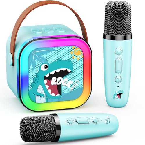 Gralal Dinosaur Toys for Boys, Karaoke Machine 2 Microphones for Kids Toys for 3-12 Year Olds Boys Gifts for 3-10 Year Olds Boys Dinosaur Boys Toys Age 3-12 Kids Microphone