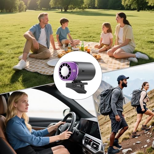 Ventilador para camping y coche portátil con clip ajustable e iluminación 5