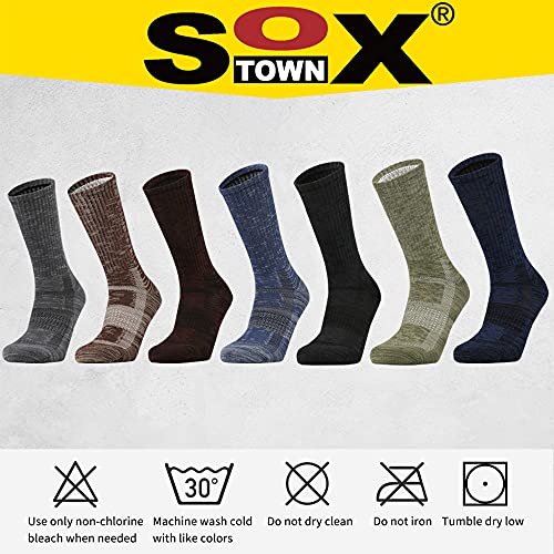 Sox Town Combed Cotton Breathable Performance Fit Middle Weight Athletic Anti Blisters Cushioned Crew Socks For Men 6 Pack(Navy Blue Xl) #TOP5
