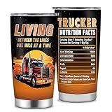 YILOWEMY Truck Driver Gifts for Men, Best Appreciation Week Gift for Truck Driver, Cool 20oz Trucker Stainless Steel Tumbler With Lid, Funny Trucker Gift for Birthday Christmas Fathers Day