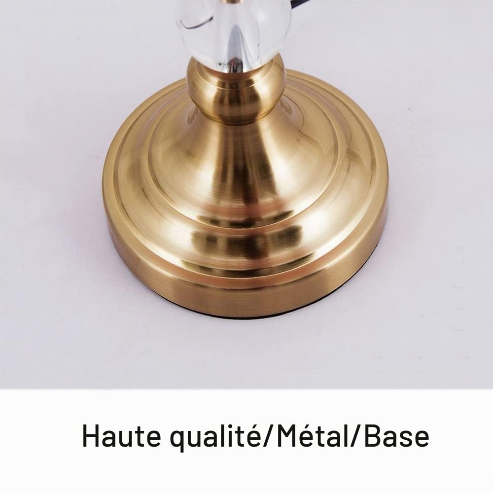 Lampe en cristal - lampe de table design contemporain - Ø 25 x 47H cm - abat-jour en tissu beige - base de métal - Lampe de chevet - 1x E27 max.60 W - Ampoule non incluse