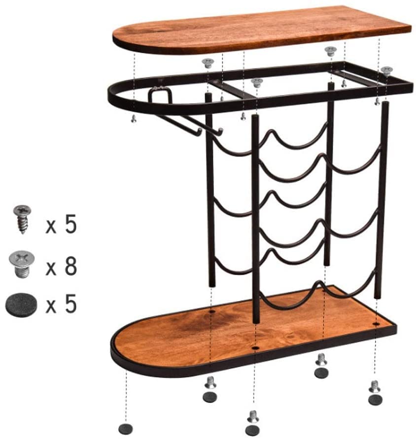 Soporte para botellas de vino 42x18.6x42cm metal y madera miniatura 3
