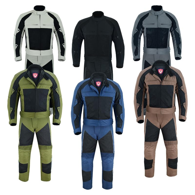 Herren-Motorradanzug aus Air-Mesh und 600D-Cordura-Textil, CE-schützende, gepanzerte Textil-Rennmotorradjacken und -hosen mit Mesh und wasserdichtem Futter, atmungsaktive Textilkleidung