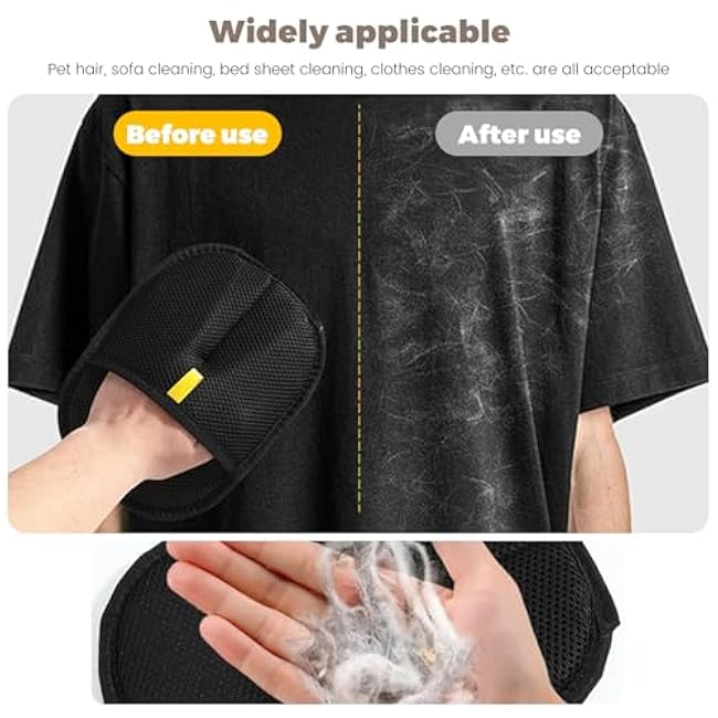 4pcs Pet Hair Remover Glove, Pet Hair Removal Tool, 2025 Electrostatic Pet Hair Removal Gloves for Dogs and Cats,for Pet Hair, for Couch, Clothes, Car, Carpet, Bed, Furniture(Black and dark-zpOibnkM