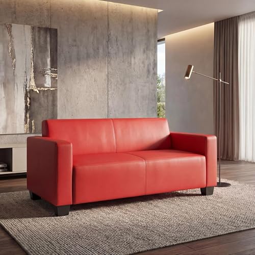 Mendler Canapé 2 Places Lounge/Salon Lyon, modulable - Simili-Cuir, Rouge