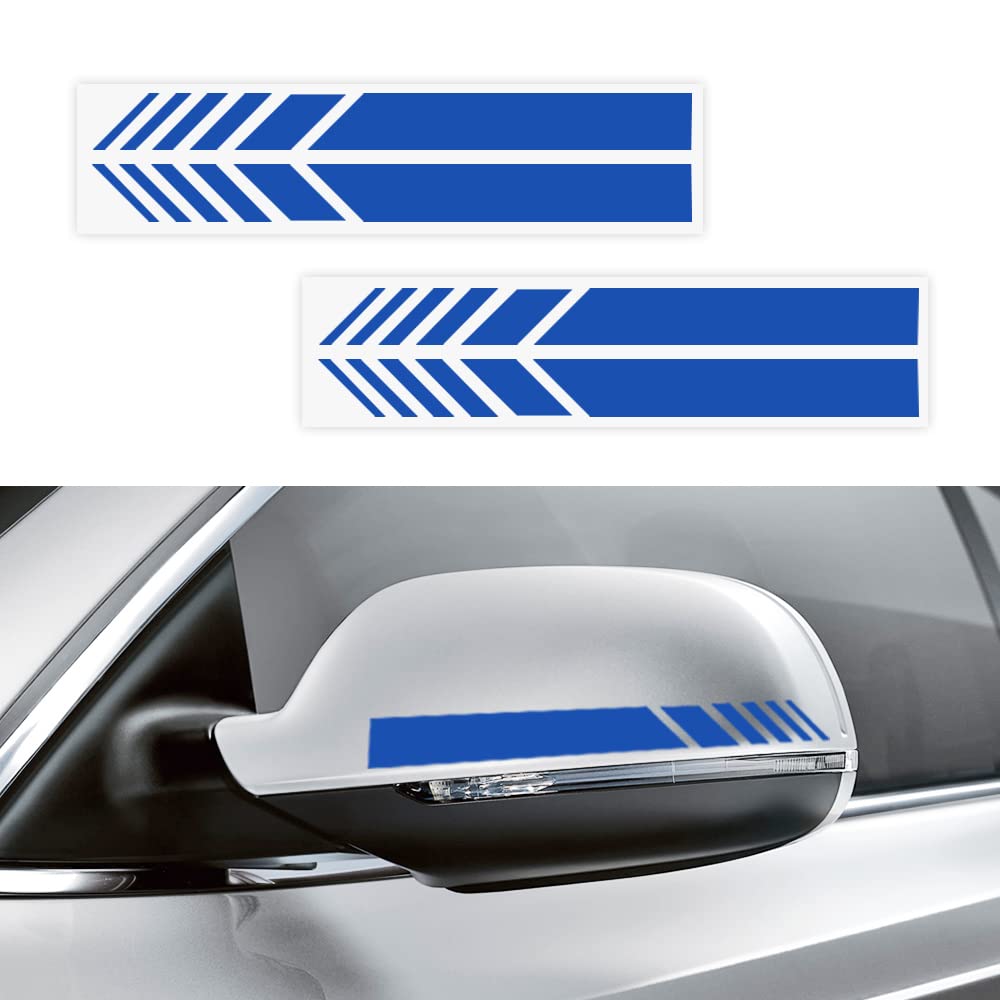 TOUCH OF MODERN® (Blue) 4Pcs Car Rear View Mirror Stickers Decor,DIY Car Body Side Decal Stripe