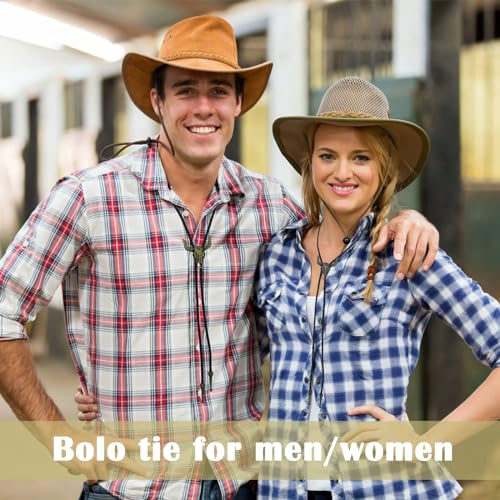 Image of Luckyvestir Bolo Tie for Men Women Kids, Mens Bolo Ties Western with Leather Strap, Accessories for Halloween Costume Shirts