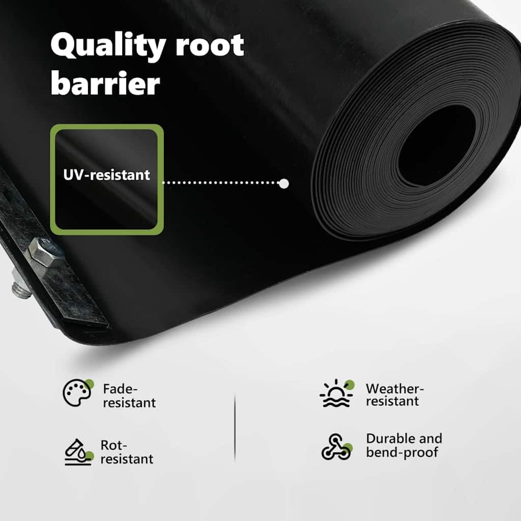 vidaXL Barrera antirraíces Negro 1 x 10 m Polietileno | Resistente al clima y a los rayos UV, Evita que aparezcan, Sencilla de instalar con la cinta metálica que trae
