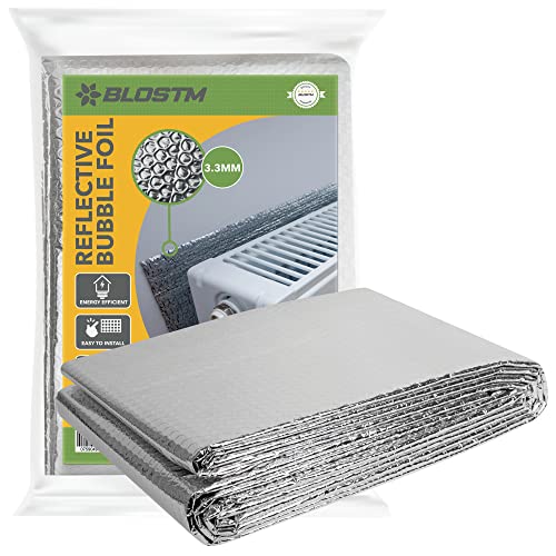 BLOSTM Réflecteur Radiateur - 5m x 60cm Bulles Isolant Thermique Reflecteur Chaleur Radiateur 3,6mm D'épaisseur Réflecteur en Feuille - Économise De L'énergie Et De L'argent, Reflecteur Radiateur