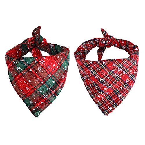 2 Pack Dog Bandana, Christmas Classic Plaid Snowflake Pet Scarf,Triangle Bibs Kerchief Set Dog Cat Christmas Costume Accessories Decoration for Small Medium Large Dogs Cats.
