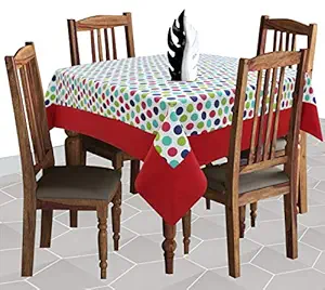 AIRWILL Cotton Polka Pattern 4 Seater Table Cloth Pack of 1 pc (Multicolor)