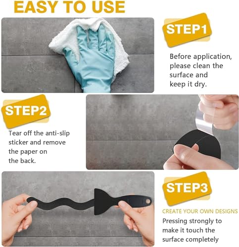 Image of KIMEE Anti Slip Shower Stickers 24 PCS Safety Bathtub Strips Adhesive Decals Scraper for Bath Tub Shower Stairs Ladders Boats