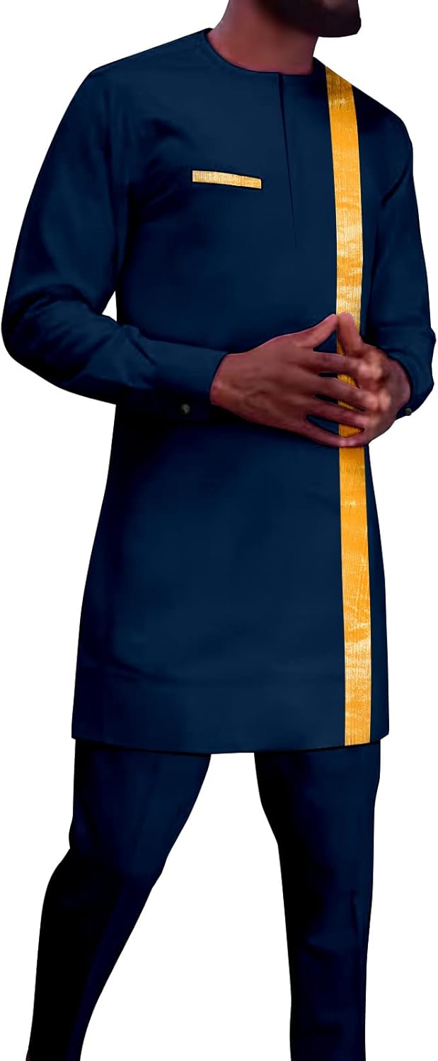 Mens tracksuits with embroidery 2 piece Dashiki African outfits