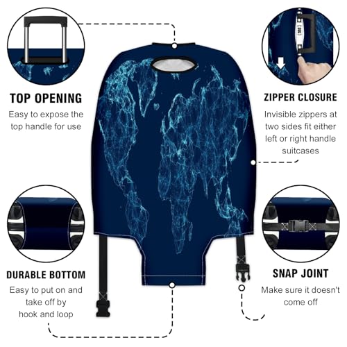 Travel Luggage Cover Suitcase Protector Scratch-Resistant Fit Not Included Suitcase Map Of The Connected World M-22-24in2