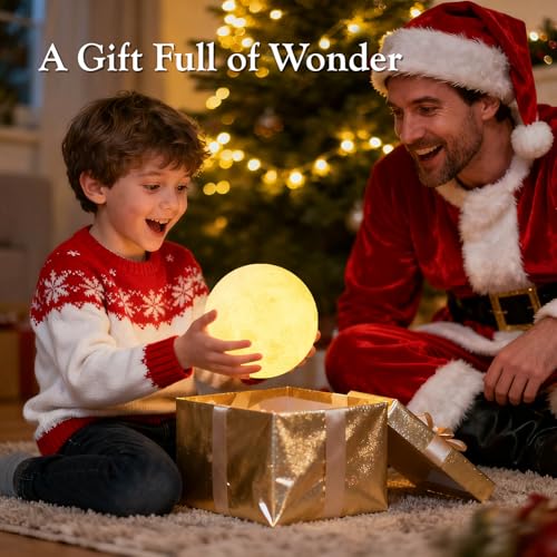 EXTSUD Mond Lampe 16 Farben 3D Mondlampe Nachtlampe mit mit Fernbedienung&Touchschalter Dimmbar USB Wiederaufladbare Schlafzimmer Dekorative Lichter Geschenke für Erwachsen Mädchen Jungen