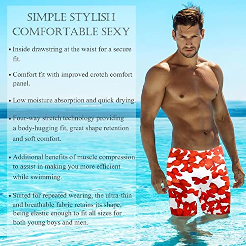Traje de baño de natación para hombre con mariposas rojas y secado rápido 4