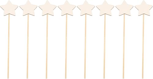 STOBOK Palo de varita de hadas de princesa 8 piezas de madera sin terminar manualidades varita mágica estrella para niñas demostración de arte