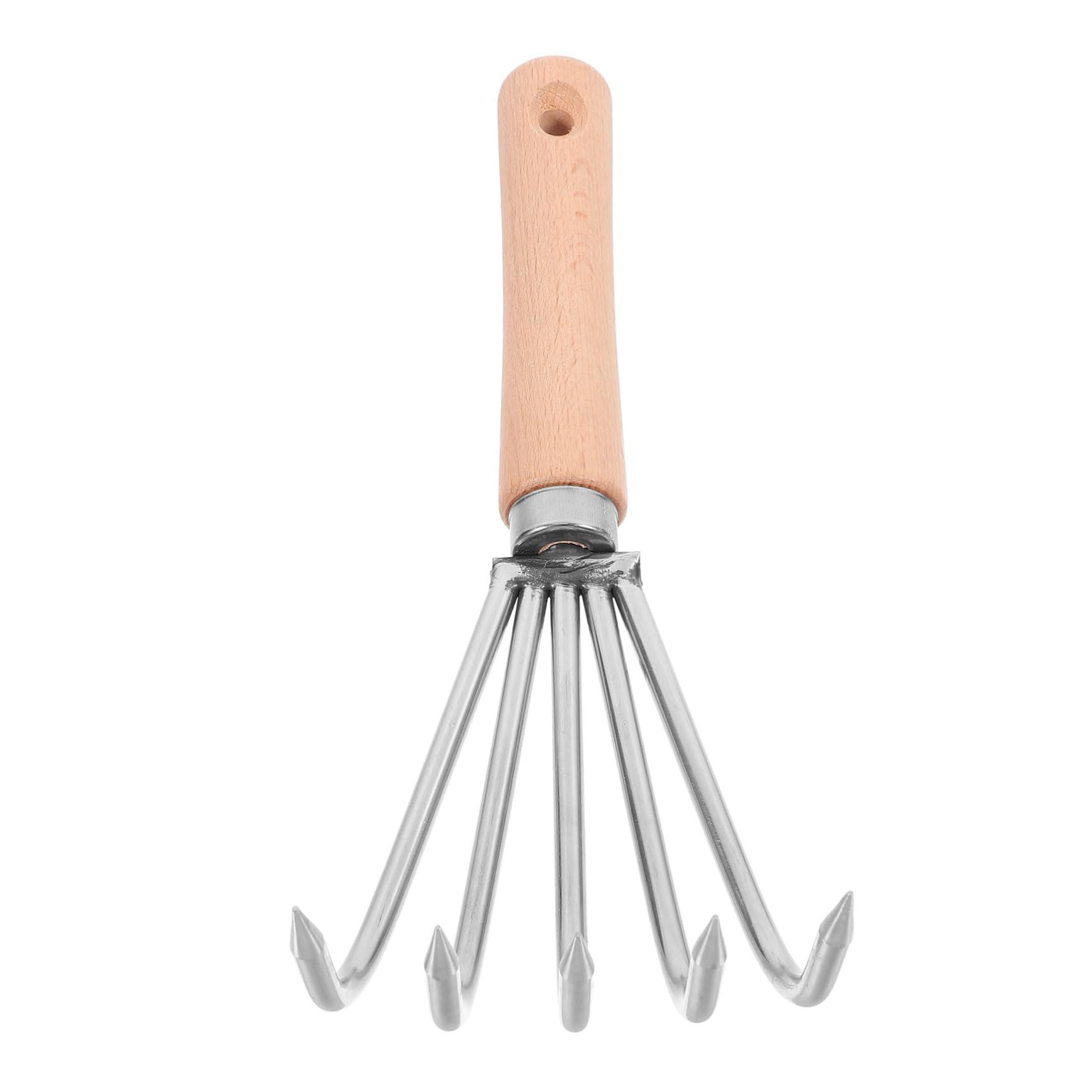 Tofficu 3 Stück Handrechen mit Holzgriff Kleiner Gartenrechen für Bodenlockerung Unkrautentfernung und Pflanzarbeiten Vielseitiges Gartenwerkzeug für Garten und Strand Ergonomisch und