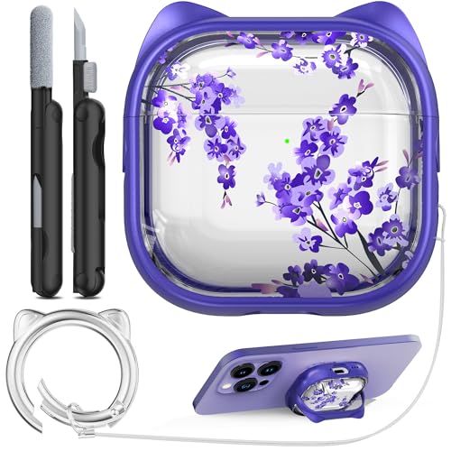 RFUNGUANGO AirPods 4 Case for Women Girly Cat Case Wisteria