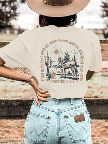 Western Shirts for Women Christian Shirt Country Western Cowboy Graphic Tshirts Proverbs Bible Verse Short Sleeve Tops4