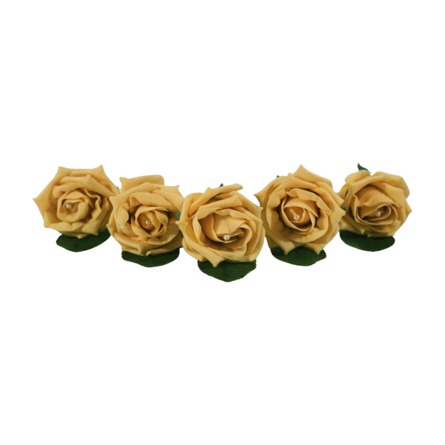 Shimmer-hj 20 Gold Handmade Rose Buttonholes with Pearl - Artificial Flower Boutonniere & Corsage for Weddings, Proms, Bride, Groom, Bridesmaid & Guests — image 1