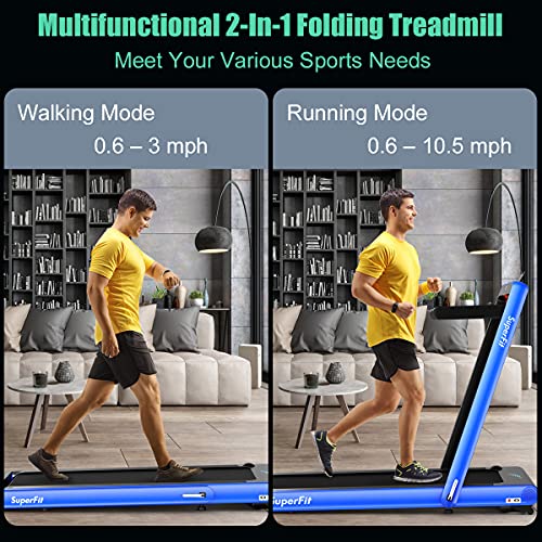 Image of GYMAX Walking Pad, 4.75HP Under Desk Treadmill with LED Touch Screen, App Control, Built-in Speaker & Handle, 2 in 1 Folding Compact Portable Treadmill for Home Small Space