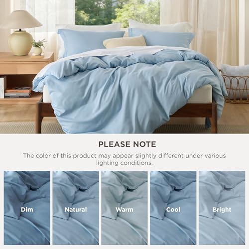 Image of Bedsure Duvet Cover Queen Size, 3Pcs Double Brushed Bedding Set, Baby Blue | For Kids & Adults, 90 inchx90 inch Comforter Cover, Hotel Luxury, All Season, Breathable, Easy Care, Lightweight, Zipper Closure
